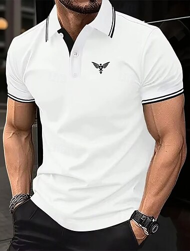  Herren Einfach Golfshirt Kurzarm Polo-Shirts Revers Business-Casual Geschäft Athleisure Knöpfe Sommer Weiß Gelb Blau