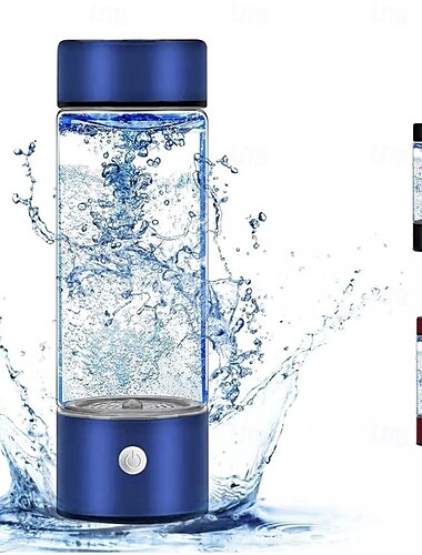  Wasserstoff-Wasserflasche, 3 Minuten, tragbarer Wasserstoff-Wasserflaschengenerator, Spe-Pem-Technologie, Wasserionisierer, Geschenk für die Liebe, geeignet für Reisen, Training zu Hause, schwarzer