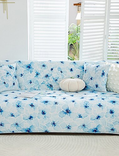  Kühlende Sofasitzbezüge mit Sommerdrucken, universelle L-förmige Chaiselongue-Sofa-Schonbezüge, 1/2/3/4-Sitzer, kühler Stretch-Couchbezug aus Eisseide