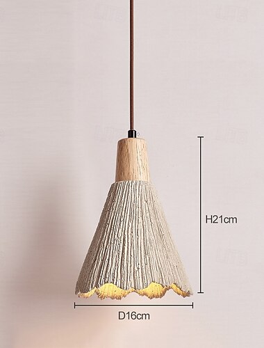  moderne Scandinavische ronde kegelvormige hanglamp met cementkap van massief hout met 1 lichtpunt voor de slaapkamer