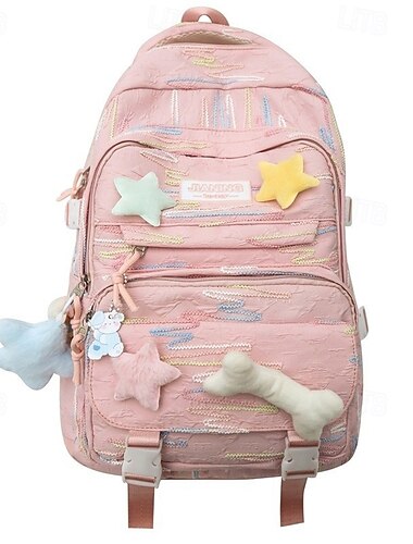 Damen Kinder Mädchen Rucksack Schulrucksack Schule Polyester Verstellbar Großes Fassungsvermögen Leicht Stickerei Rosa Rote Beige