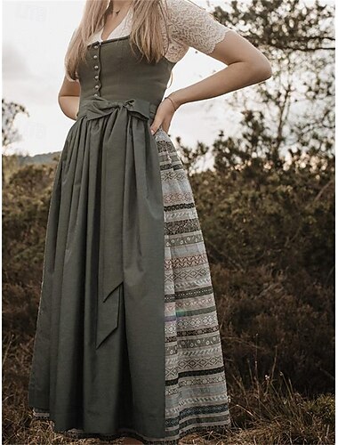  Karneval Oktoberfestbier Kostüm Kleid Dirndl Trachtenkleider Dienstmädchen Bayerisch Deutsch Wiesn Damen Karneval Bier Festival Stoff im traditionellen Stil Kleid Schürze