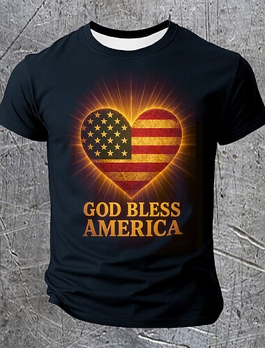  Jour de l'Indépendance Américaine Homme Drapeau Américain T-shirt Manche Courte T-shirt Impression 3D Col ras du cou Chemise Mode Quotidien Basique Rue Occasionnel Quotidien Noir Rouge Bleu Ét