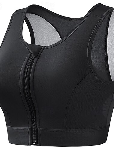  Damen Yoga-BH Sport-BH Pilates-BH BH-Top Push-Up Hosen nahtlos Antivibration Bürgellos Reißverschluss Einfarbig Sport Sportkleidung Schwarz Weiß Fitnessstudio Zumba Laufen