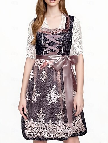  Karneval Oktoberfestbier Kostüm Kleid Schürze Dirndlbluse Dienstmädchen Bayerisch Wiesn Damen Party Bier Festival Stoff im traditionellen Stil