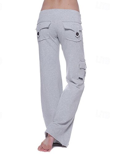  Damen Cargo-Hosen Stoffhosen Streetwear Volle Länge Natürliche Taille Einfach Tasche Elastischer Bund Bequem Außenbereich Alltagskleidung Alltagstauglich Wochenende Eisengrau Weinrot Dunkelgrau