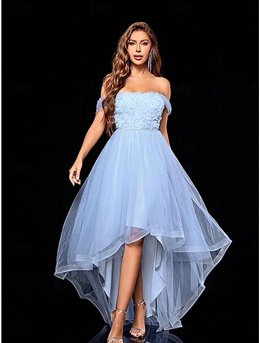  Krojené šaty na quinceanera elegantní šaty formální svatební šaty asymetrické bezrukávové šaty s odhalenými rameny tylové bez zad s nařasením