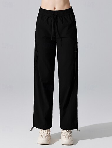  Damen Cargohosen Wanderhosen Gerade geschnittene Hose Außen Normale Passform Wasserdicht Sonnenschutz Winddicht Schnelltrocknend Unterteile Kordelzug Leicht Schwarz Khaki Camping / Wandern