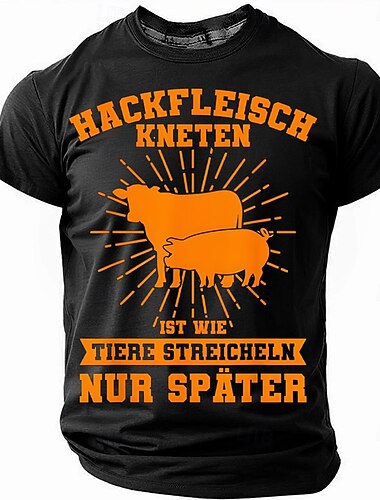  Αστείο Ανδρικό Γραφικό T-Shirt - "Ο Κιμάς που Ζυμώνεται Είναι Σαν να Χαϊδεύεις Ζώα Μόνο αργότερα" Χιούμορ Ήρωα Κρεοπώλη