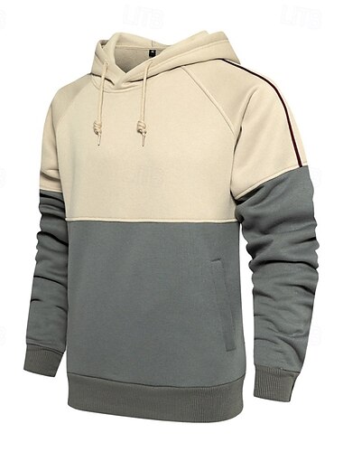  Per uomo Felpa con cappuccio Nero Verde Grigio Con Cappuccio Blocco di colori Blocco di colore Tasca Frontale Sport & Outdoor Casuale Quotidiano Streetwear Cool Abbigliamento Sportivo Autunno