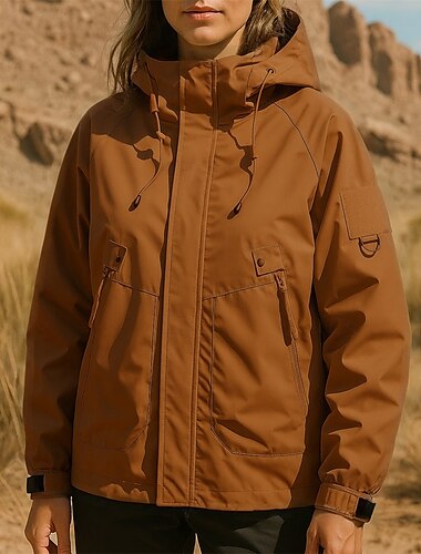  Damen Outdoorjacke Wanderjacke Regenmantel Außen Wasserdicht Schnelltrocknend Leicht Elastisch Wanderoutfits Wanderbekleidung Frühling Herbst Jacke Tennis Golfspiel Laufen Einfarbig Schwarz Purpur
