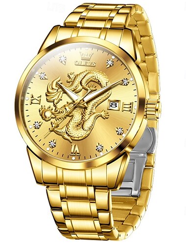  Olevs 3619 Herrenuhr Original Quarz Dual Kalender Edelstahl Falle wasserdichte leuchtende Uhren für Herren Luxus-Wistwatch