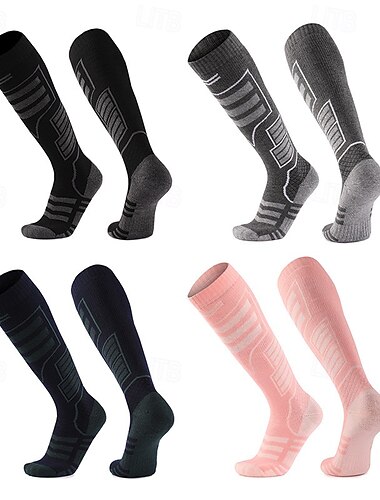  1 par de calcetines de lana merino para hombre y mujer, calcetines de senderismo, calcetines deportivos, térmicos, cálidos, transpirables, antiampollas, gruesos, para exteriores, por encima de la pantorrilla, con parches de lana merino, gris oscuro, negro