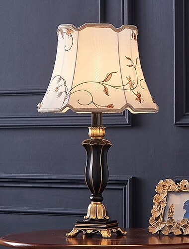  Lampada da comodino, lampada da tavolo tradizionale per soggiorno, 21,26'', lampada da camera da letto retrò in resina con paralume grigio-verde per comodino.