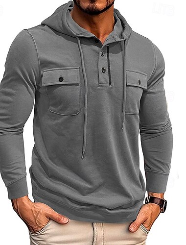  Herren Kapuzensweatshirt Schwarz Armeegrün Grün Dunkelgray Kaffee Mit Kapuze Einfach Tasche Sport & Outdoor Täglich Ferien Polyester Streetwear Basic Lässig Frühling Herbst Bekleidung Kapuzenpullover