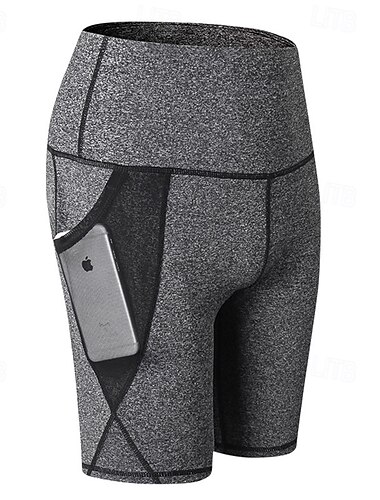  Damen Pilates-Leggings Sporthosen Fitness-Leggings Mit Taschen Leicht Hohe Taille Pilates Fitnessstudio Zumba Shorts Unterteile Schwarz Burgund Dunkelmarine Sport Sportkleidung Mikroelastisch