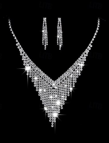  Brautschmuck-Sets 1 Set Strass-Legierung Ohrringe Halskette Damen künstlerisches süßes Schmuckset für Hochzeit besondere Anlässe Party Abendgarderobe