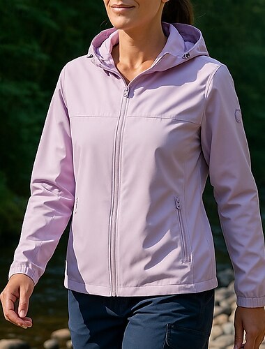  Damen Outdoorjacke Wanderjacke Regenmantel Außen Wasserdicht Winddicht Schnelltrocknend Leicht Wanderoutfits Wanderbekleidung Frühling Herbst Jacke Tennis Golfspiel Laufen Einfarbig Dunkelrosa