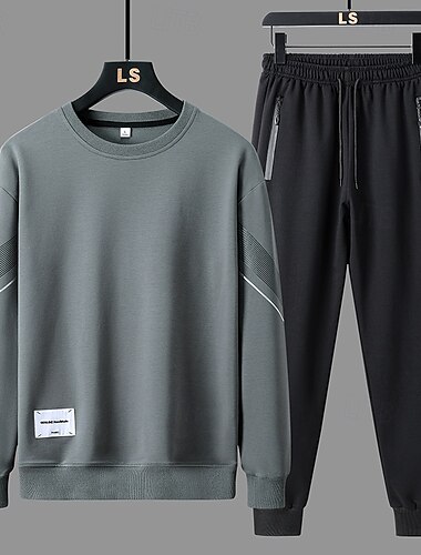  Herren Trainingsanzug Jogginghose Athleisure Herbst Langarm Winddicht Fitnessstudio Training Sport Sportbekleidung Sportkleidung Schwarz Weiß Blau