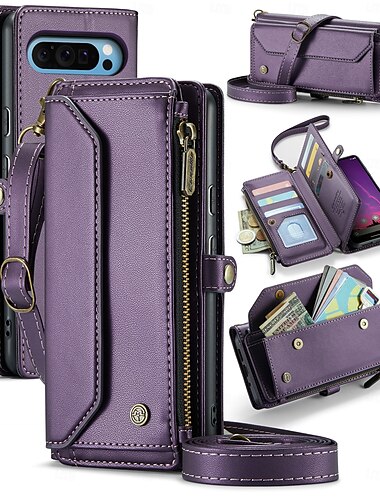  Handy Hülle Handyhüllen Für Google Pixel 9 Pro XL Pixel 8 Pro Pixel 8 Pixel 9 Brieftaschenhülle mit Trageriemen Mit Handgelenkschlaufe Ständer TPU PU-Leder