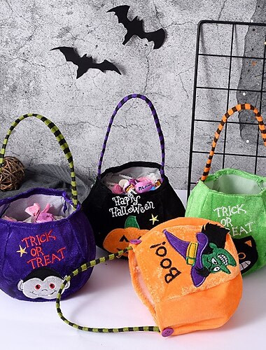  διακόσμηση τσάντας με γλυκά για το Halloween, τσάντα χειρός κολοκύθας, παιδική διακόσμηση σκηνής με γλυκά, τσάντα δώρου, υφασμάτινη τσάντα