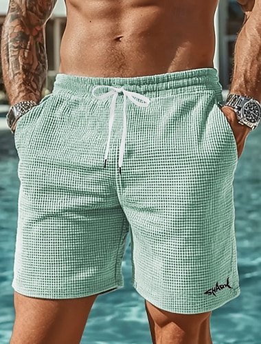  Herr Djur Haj Havsvarelser Våffelshorts Svett shorts Casual shorts Medium Midja Mode Casual Semester Joggning Träningspass Elastisk dragsko i midjan Shorts med fickor Designer Kläder