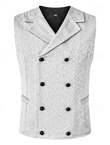  Herren Weste Gilet Urlaub Party Geschäft Mode Lässig Frühling Herbst Knöpfe Polyester Bequem Einfarbig Doppelreihig Revers Normale Passform Schwarz Weiß Rote Weste