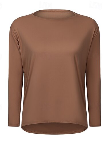 Damen Sportshirts Flacher Ausschnitt Elastisch Atmungsaktiv Vorne kurz und hinten lang Langarm Sport Einfarbig Oberteil Für Pilates Yoga Sportkleidung