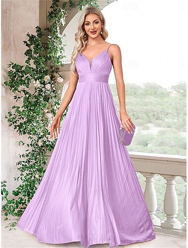  A-Linie Quinceanera-Kleider Elegant Kleid Formell Hochzeit Bodenlang Ärmellos Spaghettiträger Chiffon mit Falten 2025