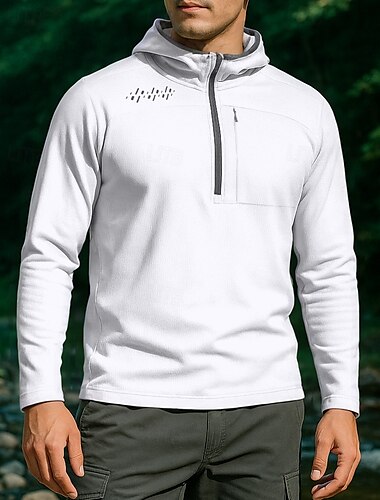  Herren Kapuzensweatshirt Polo-Sweatshirt Wanderspitze Langarm Kapuzenpullover T-Shirt Oberteil Außen Schnelltrocknend Leicht Atmungsaktiv Viertelreißverschluss Polyester Schwarz Weiß Königsblau