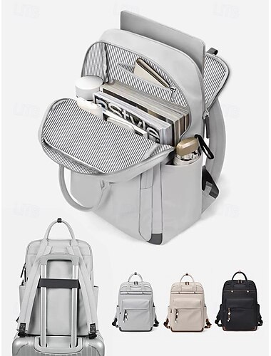  Zaino da donna idrorepellente con grande capacità, design a doppio strato e custodia per trolley, elegante e pratico per viaggi, lavoro e scuola