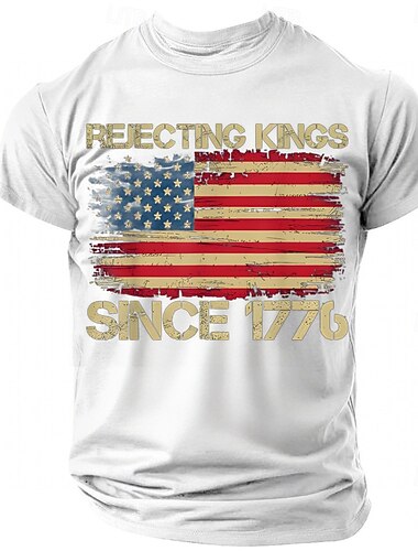  Amerikanischer Unabhängigkeitstag Herren Amerikanische US-Flagge T Shirt Kurzarm T-Shirt 3D-Druck Rundhalsausschnitt Hemd Mode Täglich Basic Straße Lässig Täglich Schwarz Weiß Blau Sommer Frühling