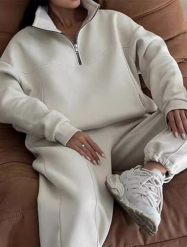  Per donna Tuta da Ginnastica Pantaloni da Tuta Athleisure Autunno Manica Lunga Antivento Palestra Allenamento Sportivo abbigliamento sportivo Abbigliamento sportivo Tinta unita Blu marino scuro