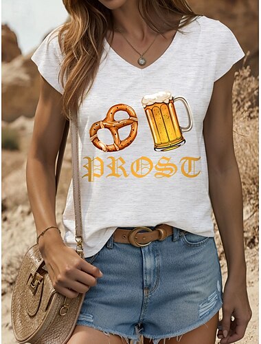  Oktoberfest Damen Camisole Tank Top Grafik Buchstabe Vintage Stilvoll Klassisch Ärmellos Kurzarm V-Ausschnitt Normal Oberteile Alltag Urlaub Print Schwarz Weiß Rot Blau Lila Sommer Frühling