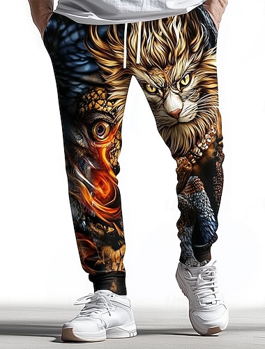  Voor heren dier Tijger Joggingbroeken Jogger Trainingsbroeken Trekkoord elastische taille Casual Dagelijks gebruik Hardlopen Sportieve joggingbroek met zakken Lente Herfst Winter 3D-afdrukken Bruin