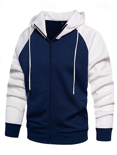  Homme Sweat à capuche zippé Sweat à capuche Sweat à capuche zippé intégral Vert Véronèse Rouge bleu marine Gris Clair Gris foncé À capuche Bloc de Couleur Zip Up Bloc de Couleur Poche Avant Sport