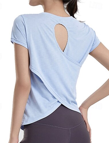  Damen Sport-T-Shirts Atmungsaktiv Locker Kurzarm Sport Einfarbig Oberteil Für Fitnessstudio sportlich Pilates Sportkleidung