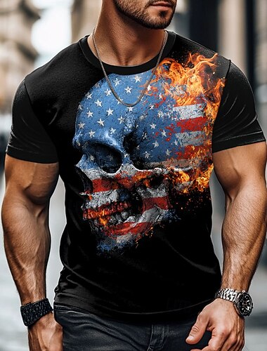  4η Ιουλίου 2026 250η Ημέρα Μνήμης Πατριωτικό Πατριώτης T-Shirt Στρογγυλή λαιμόκοψη Κοντομάνικο με 3D εκτύπωση της σημαίας των ΗΠΑ Casual Καθημερινό Δρόμο