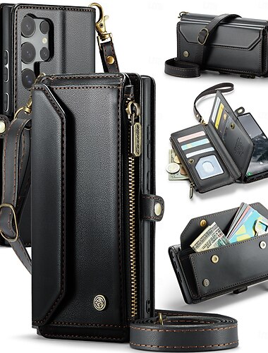  téléphone Coque Pour Samsung Galaxy S25 Ultra A55 A35 A25 A15 5G A72 A52 A32 A22 A12 S10 Plus Étui Portefeuille avec Lanière Avec Dragonne Support TPU faux cuir