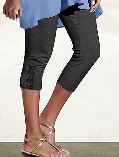  Damen Caprihose Leggings Mode Lässig Wadenlang Mittlere Taille Einfach Elastischer Bund Bequem Atmungsaktivität Dehnbar Urlaub Straße Alltagskleidung Hellgelb Wein Dunkelbraun Schwarz Frühling Herbst