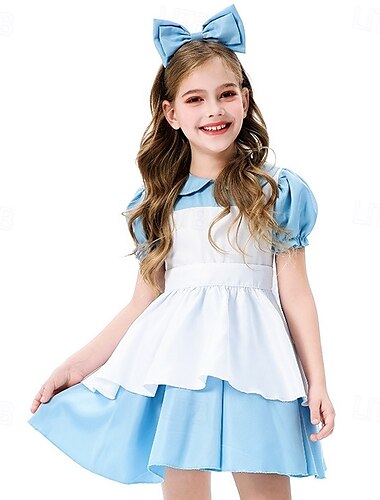  Alice in Wonderland Sprookje Alice Jurken Kostuum Verhaalboekpersonages Lieve Lolita Film cosplay for Voor meisjes Kinderen Halloween Carnaval Wereldboekendag Prestatie Educatieve aankleedspelletjes