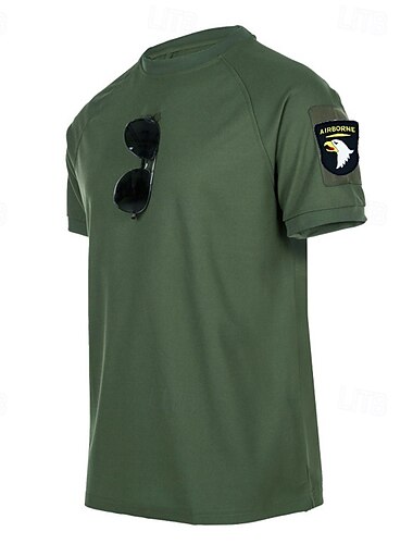  Herren Wanderspitze Wander-T-Shirt Kurzarm Rundhalsausschnitt Oberteil Außen Schnelltrocknend Leicht Atmungsaktiv Polyester Schwarz Grün Khaki Tennis Golfspiel Laufen