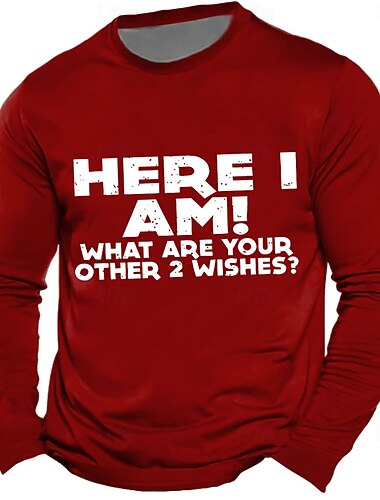  Voor heren Grappig jargon T-shirt Lange mouw T-shirt 3D-afdrukken Strakke ronde hals Overhemd Modieus Dagelijks Basic Straat Casual Dagelijks Zwart Rood blauw Zomer Lente Kleding S M L XL XXL XXXL