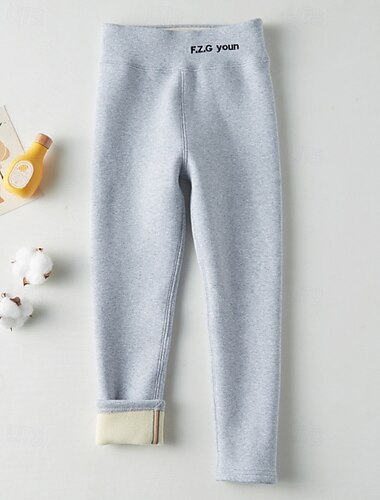  Kinder Mädchen Leggings Einfarbig Streetwear Outdoor 4-12 Jahre Herbst Schwarz Hellgrau Dunkelgray