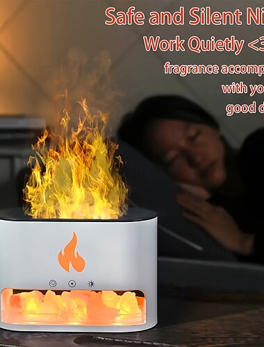  Eine Aromatherapielampe mit simulierter Flamme, einem Salzsteindiffusor, RGB-Beleuchtung und einem Luftbefeuchter mit großer Kapazität, perfekt für die Innendekoration und geeignet als