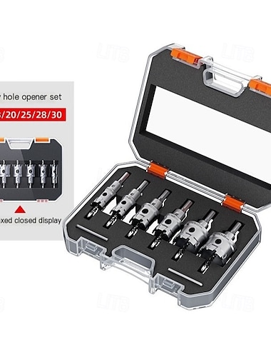  5-teiliges TCT-Lochsägen-Set, Lochsägenbohrer mit Wolframkarbidspitze und titanbeschichtetem Zentrierbohrer für Metall, Edelstahl, Eisen, Holz, Kunststoff