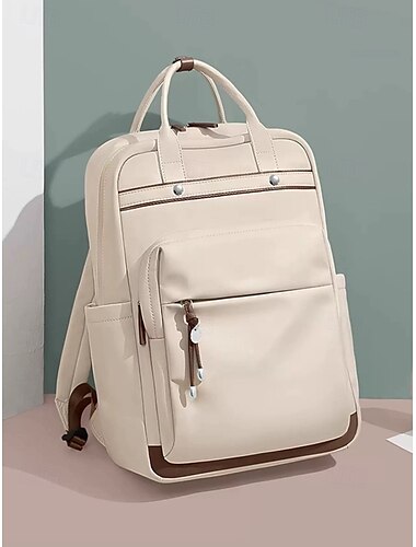  Wasserabweisender Damenrucksack mit großem Fassungsvermögen, doppellagigem Design und Trolley-Fach, stylisch und praktisch für Reisen, Arbeit und Schule