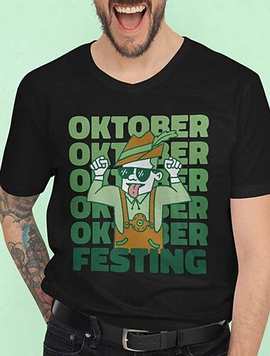  Oktoberfest Lederhosen-Print T-Shirt Bayerisch München Deutsch Grafik Für Herren Erwachsene Karneval Oktoberfestbier Heißprägen Party Alltagstauglich