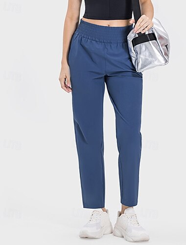  Damen Cargo-Hosen Stoffhosen Streetwear Lässig Volle Länge Natürliche Taille Einfach Tasche Elastischer Bund Außenbereich Bequem Straße Ferien Wochenende Weiß Blau Herbst Normale Passform