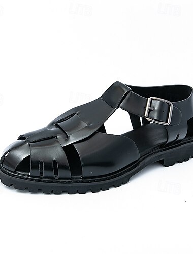  Gold- und Schwarz-Metallic-Sandalen für Herren – stylische Gladiator-Sandalen mit modernem Schnallendesign, perfekt für lässige Outdoor-Events